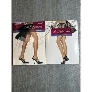 2 Packs Hanes Silk Reflections Women’s Silky Sheer Nude Pantyhose Size CD